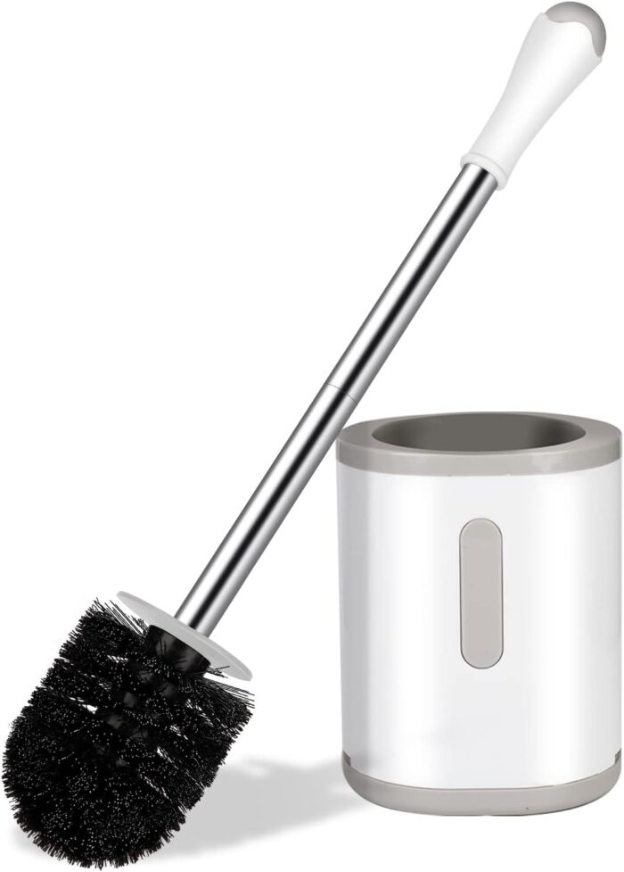 Compact Toilet Brush & Holder, Stainless Steel Handle