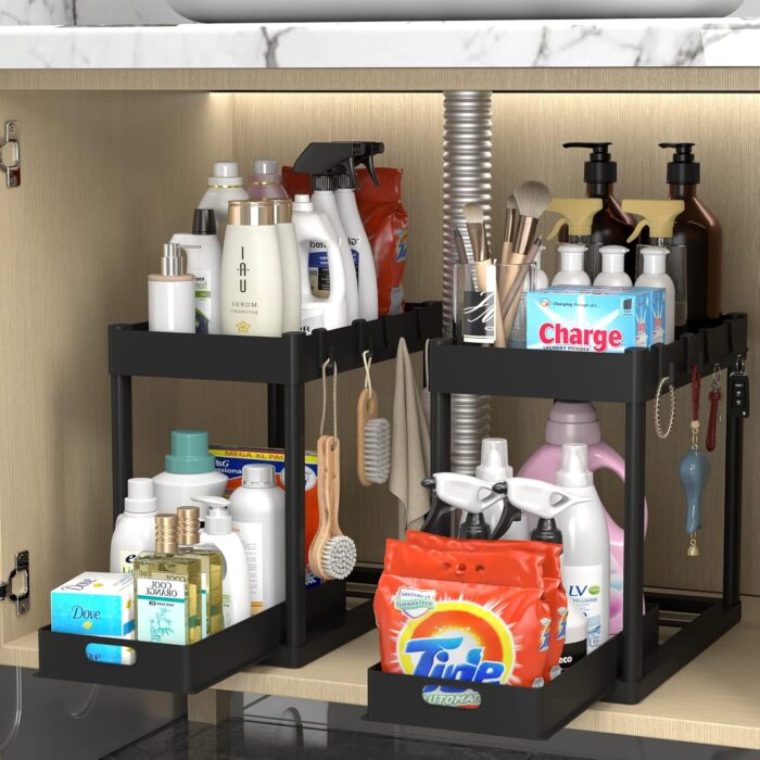 Organizer Rack 2 Tier Under Sliding Cabinet Basket